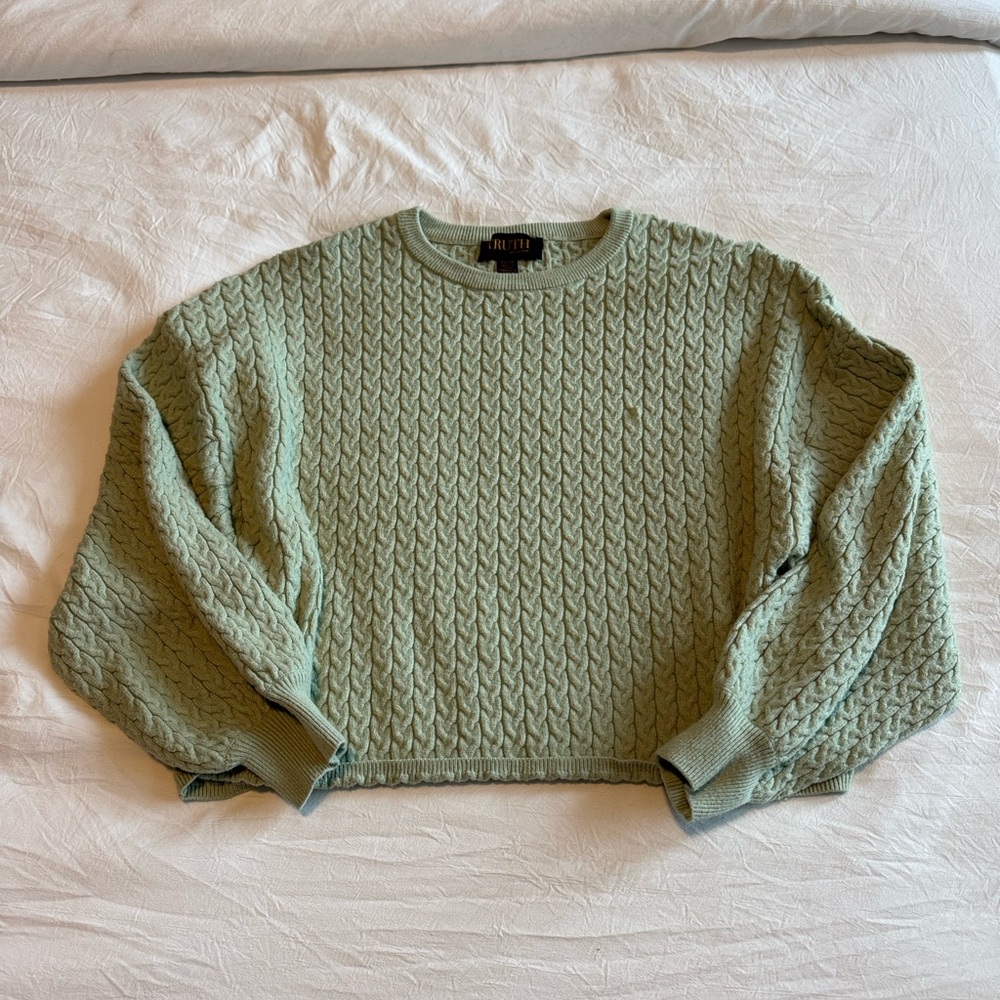 Truth by Republic Green Cable Knit Sweater